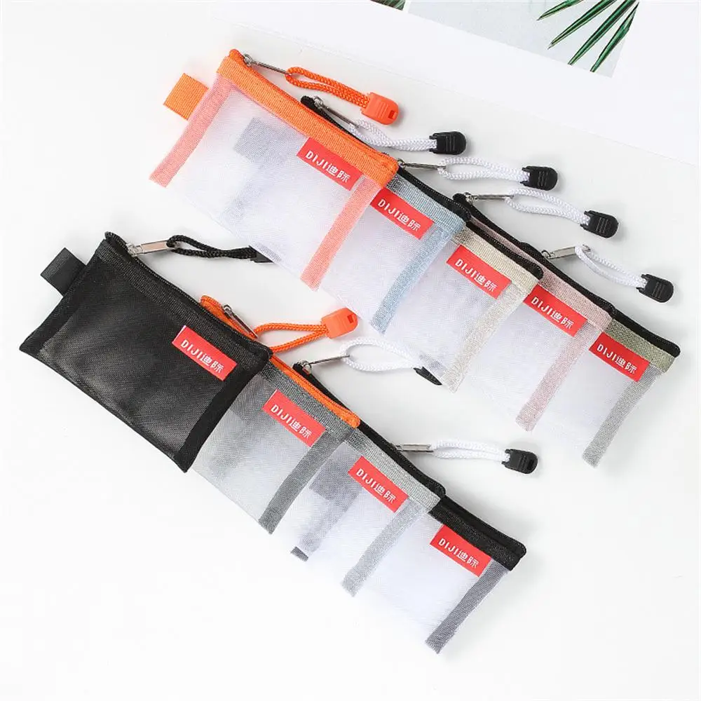 Available In Multiple Colors Compact Clip 11cm × 7.5cm Mesh Mini Bag Nylon Mesh 9 Colors Portable Card Organizer File Holder