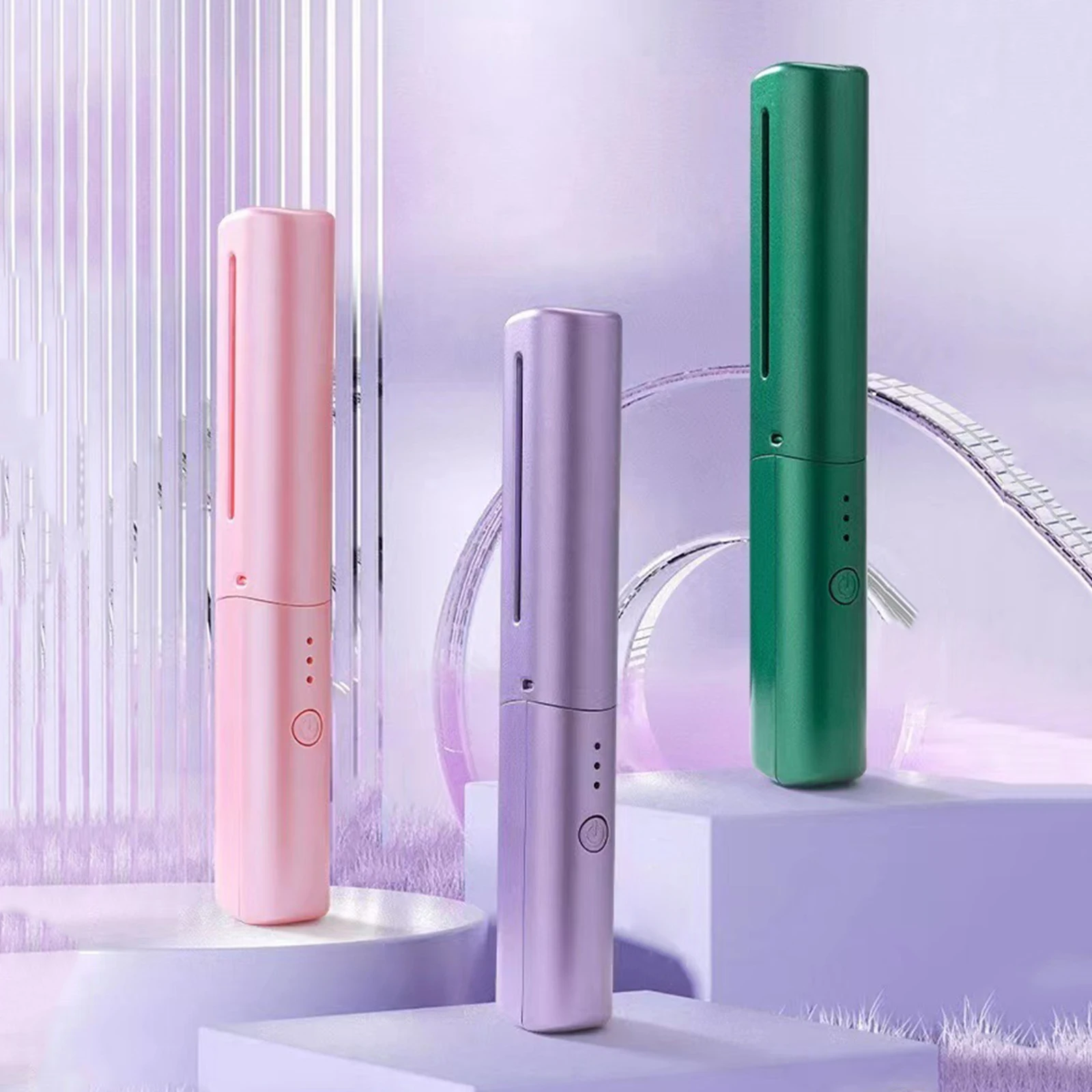 Cordless Travel Hair Straightener Rechargeable Portable Straightening Comb Lightweight Heated Brush for Smooth Frizz-Free Hair