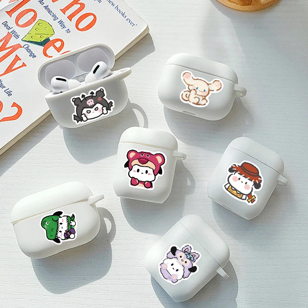 56pcs Sanrio Hand-painted Mini Kitty Kuromi Cinnamoroll Cute Stickers Cartoon Diary Notebook Decoration Pink Girl Gift Stickers