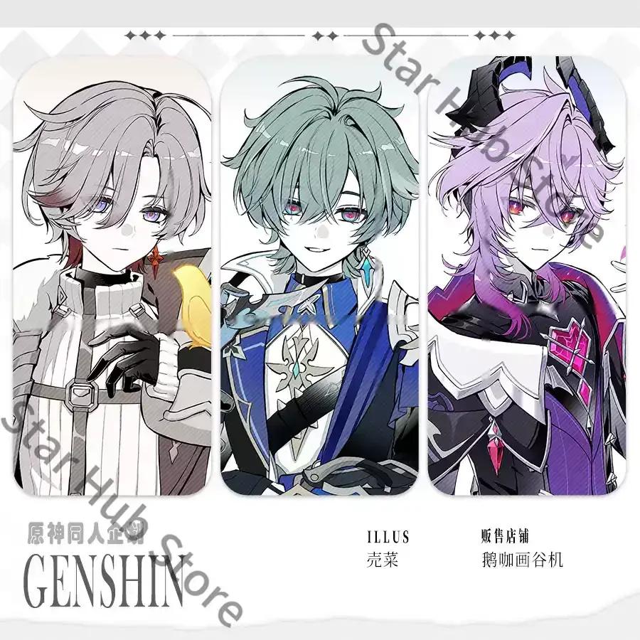 Genshin Impact Lohen Durin Illuga Cosplay Anime Double Flash Badge Brooch Instant Camera Postcard Coloured Paper Game Gifts