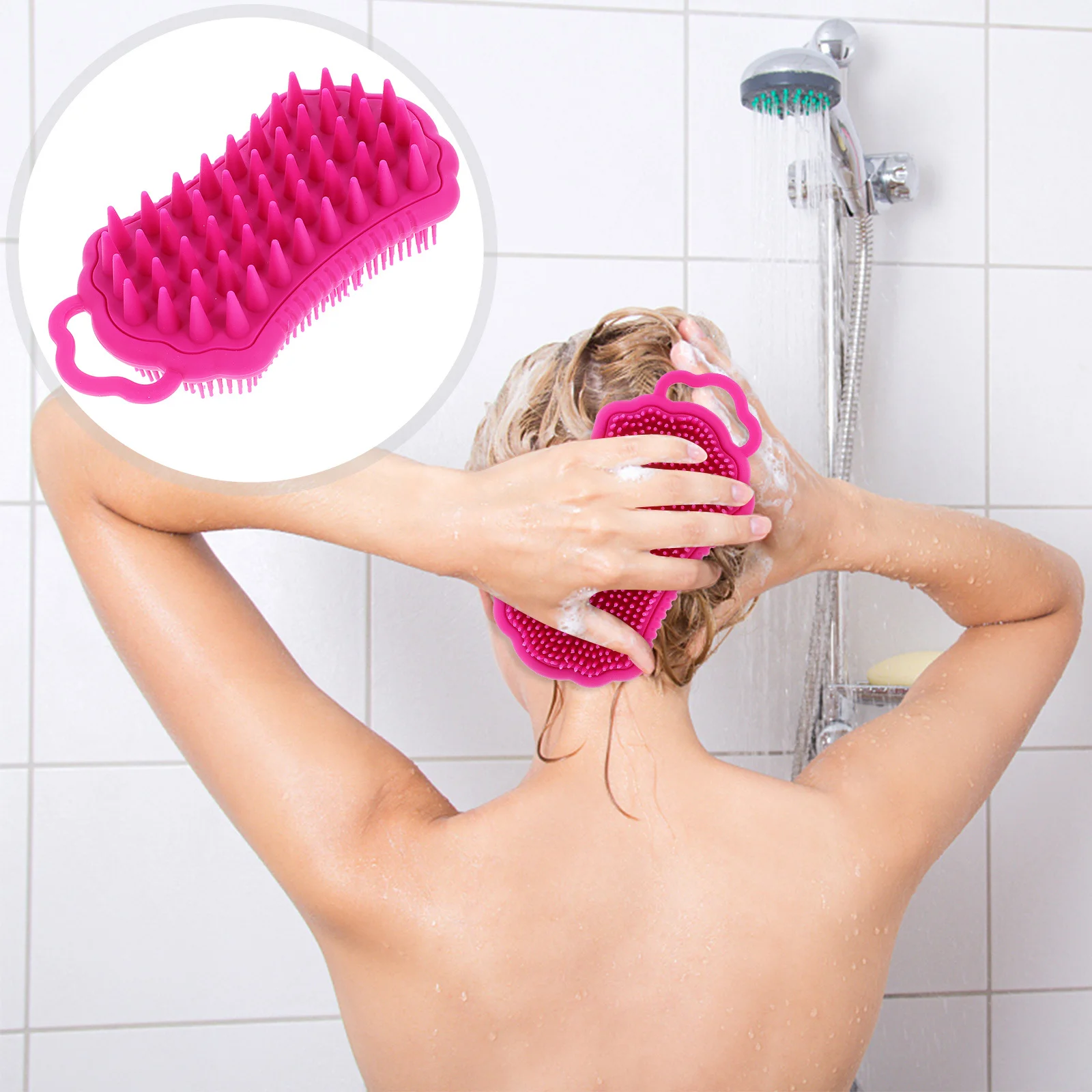 

Shampoo Comb Scalp Massager Silicone Scrubber Hair for Shower Silica Gel Bathing Men and Women
