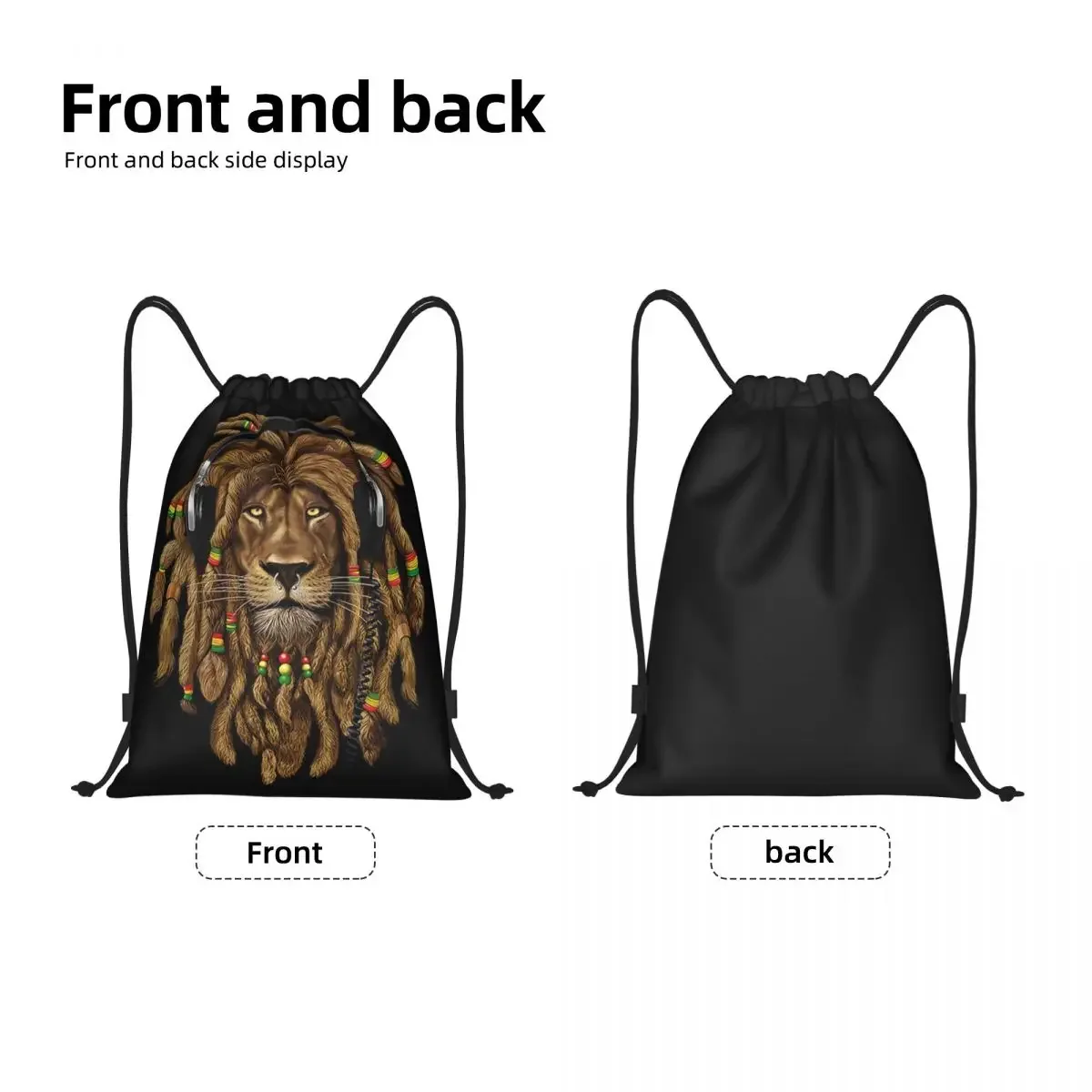 The King Of Judah Rastafarian Rasta Lion Drawstring Backpack Sports Gym Bag for Men Women Shopping Sackpack