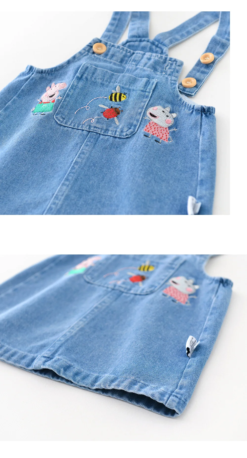 2024 Latest Arrival Children\'s Denim Strap Skirt Peppa Pig Girl Baby 1-3 Years Old Animal Pig Casual Denim Skirt Summer Gift