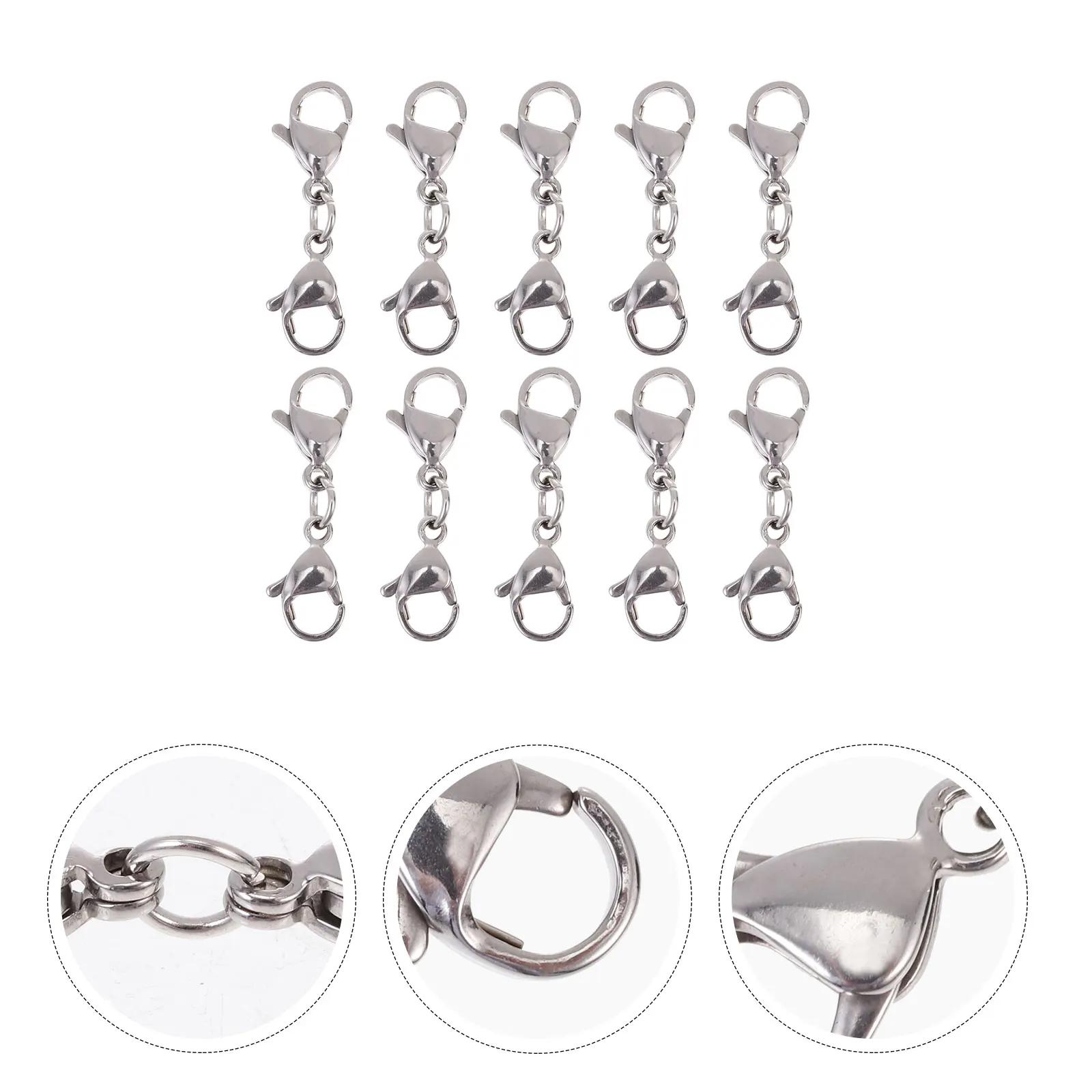 

Lobster Buckle Extension Chain Stainless Steel Necklace Connectors for Multiple Necklaces Metal Claw Clips
