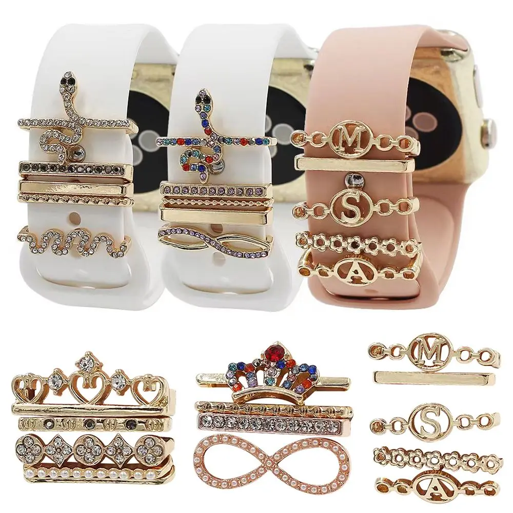 Decorative Ring For Apple Watch Band Creative Metal Diamond Butterfly Brooch Watch Band Ornament Wristbelt Charms Accessories