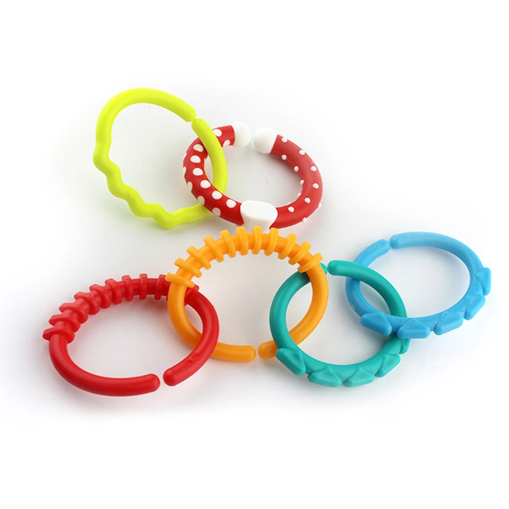 18 Pcs Finger Connecting Ring Baby Activity Toys Stroller Rubber for Staying Close Teether Rings Rattle
