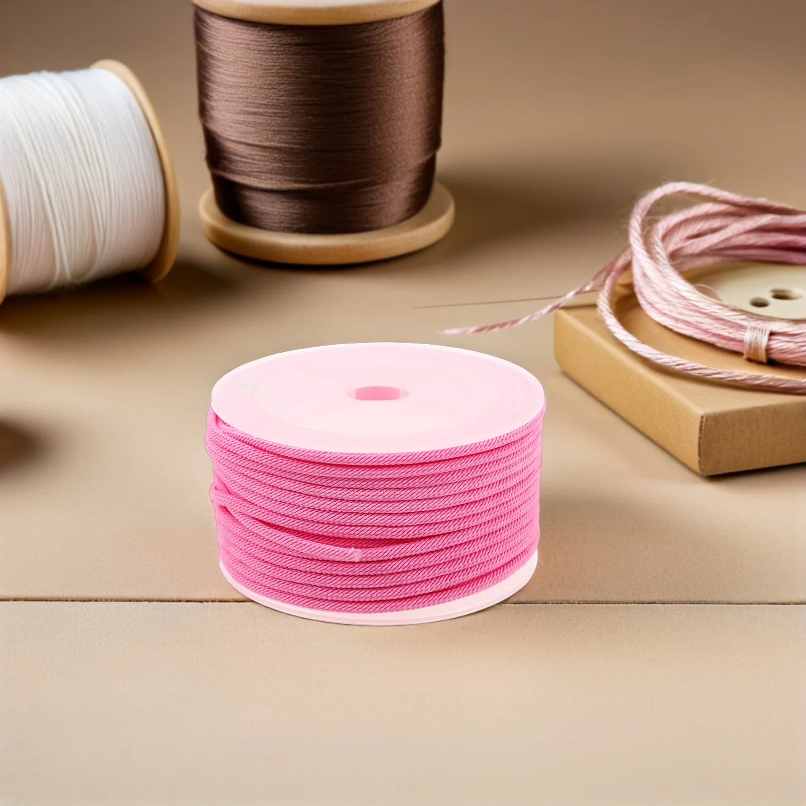 

Braided Rope Ornament Lanyard Thread Cord for Jewelry Making Cords Necklace Crafts Pink Bead