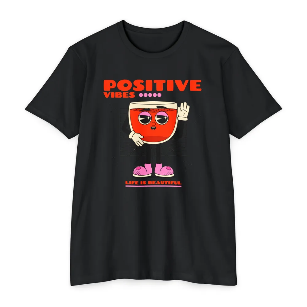 Positive Vibes Life Is Beatiful Amusing Sticker Unisex T-ShirtHigh Quality 100%Cotton Short Sleeve