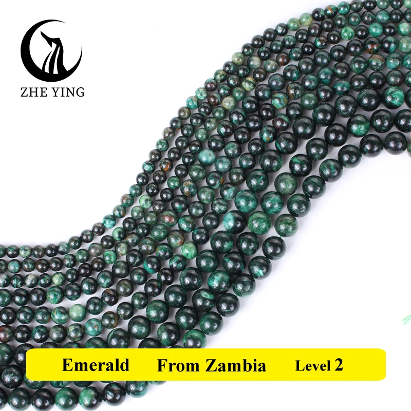 Top Quality Natural Green Emerald Stone Round Loose Beads for Bracelet Jewelry Making DIY Charm Necklace Accessoriy 6 8 10mm 15\