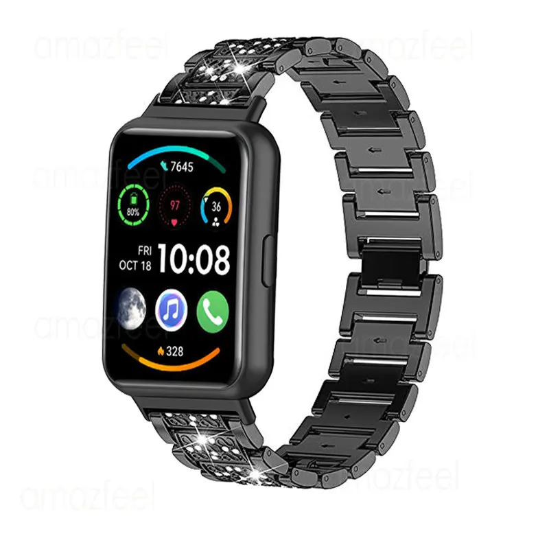 Watch Strap For Huawei Watch Fit 2 Smart Watch Accessories Diamond link Bracelets For Huawei Watch Fit Metal Wrist Band Correa