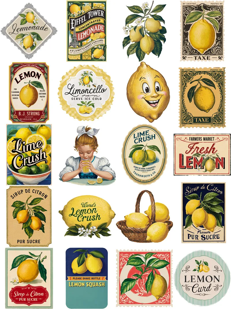 Vintage Lemon Stickers Crafts And Scrapbooking stickers kids toys book Decorative sticker DIY Stationery