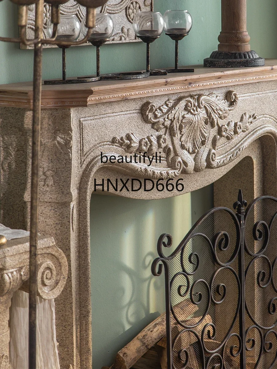 نمط جديد الفرنسية الرجعية فيلا الموقد التحف خزانة غرفة المعيشة الرجعية الشرفة الأوروبية الإغاثة الموقد رف #4