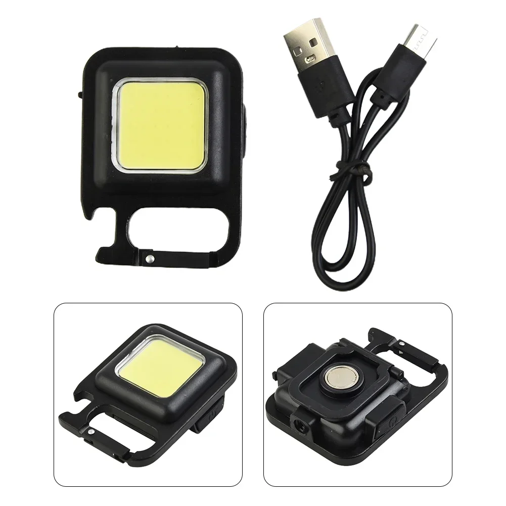 USB Rechargeable Keychain Light Mini Bright Flashlight COB Inspection Light Bottle Opener Outdoor Emergencys Work Light