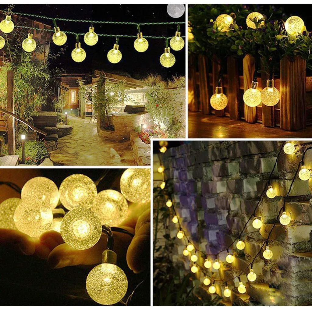 Imagem -02 - Impermeável Solar String Lights para a Decoração do Jardim Bola de Cristal Guirlanda ao ar Livre Natal 50 Led