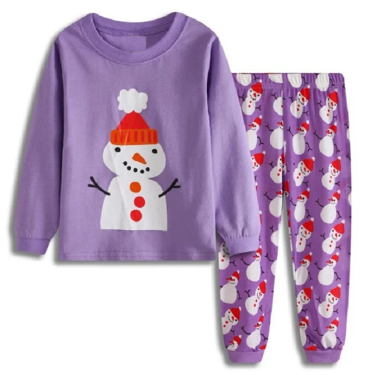 Fit Cotton Fall Winter Children New Santa Claus Kid 2pcs Suit Boy Girl Loungewear Causal Unisex Long Sleeve Christmas Pajama Set