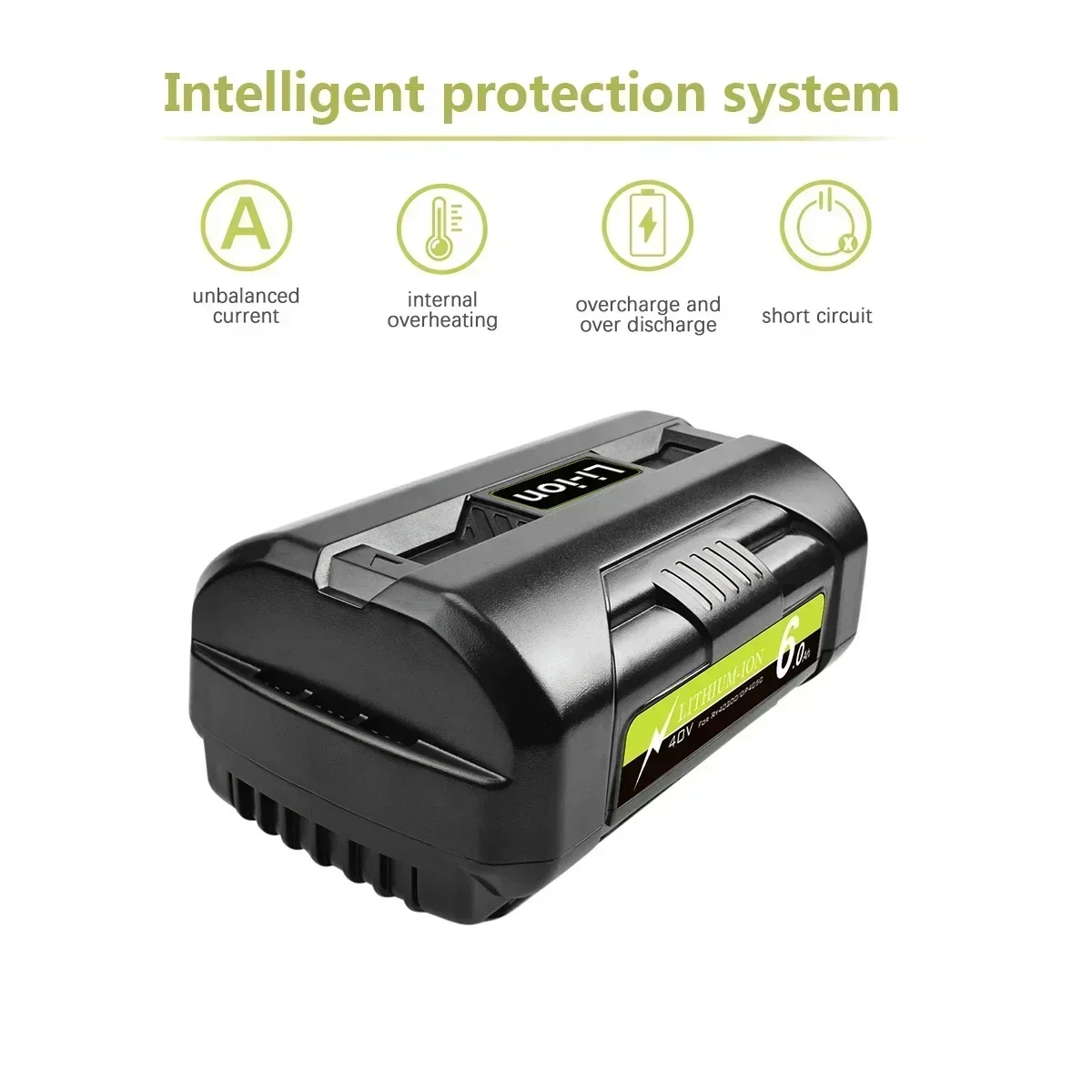Li-Ion For 40V Ryobi 6.0Ah Rechargeable Battery for RY40502 RY40200 40V Cordless Power Tools Battery OP4050 OP4026 OP40401