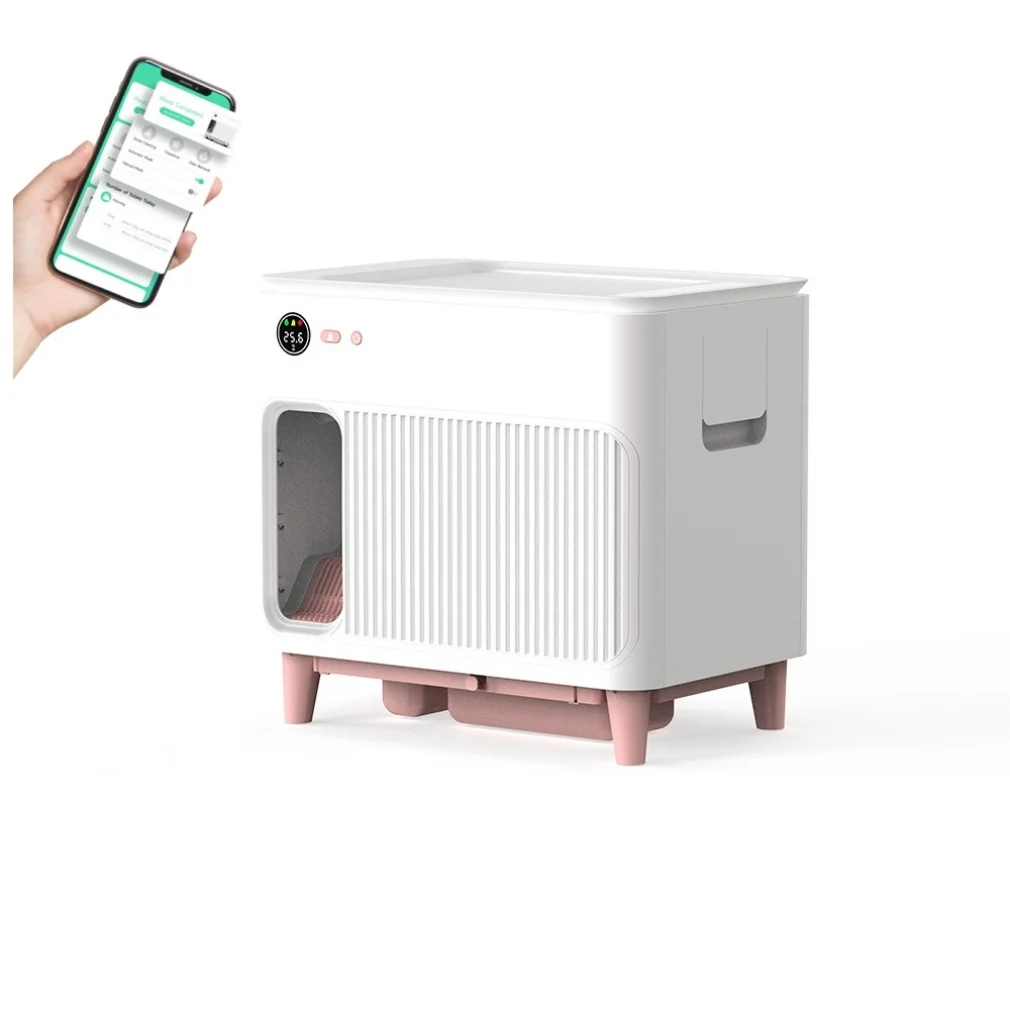 

New Arrival Plastic Large Odor Control Electric Basin Safety Self Cleaning Automatic Cat Litter Box for Cats with Wifi