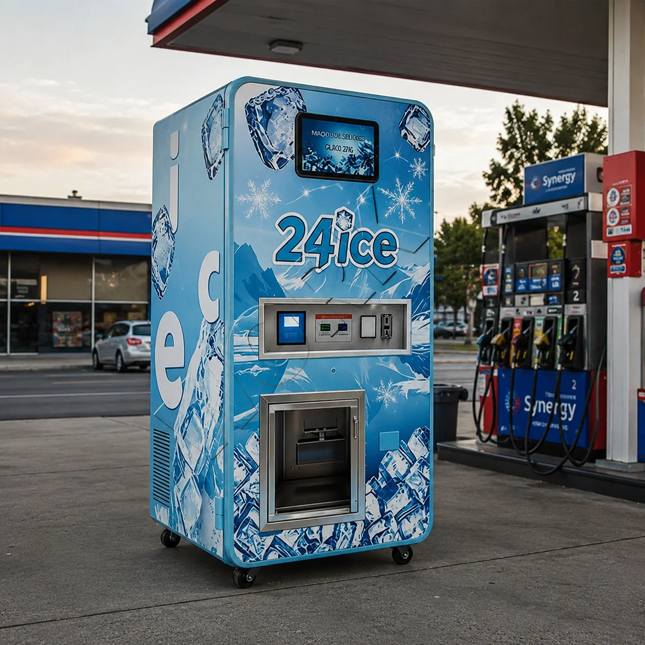CE ETL Certified Gas Station and Park Commercial Fully Automatic Bagged Ice Vending Machine Reverse Osmosis Water