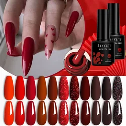 LILYCUTE Brown Red Color Series Gel Nail Polish Autumn Winter High Saturation For Semi Permanent Manicure Nail Art Gel Varnish
