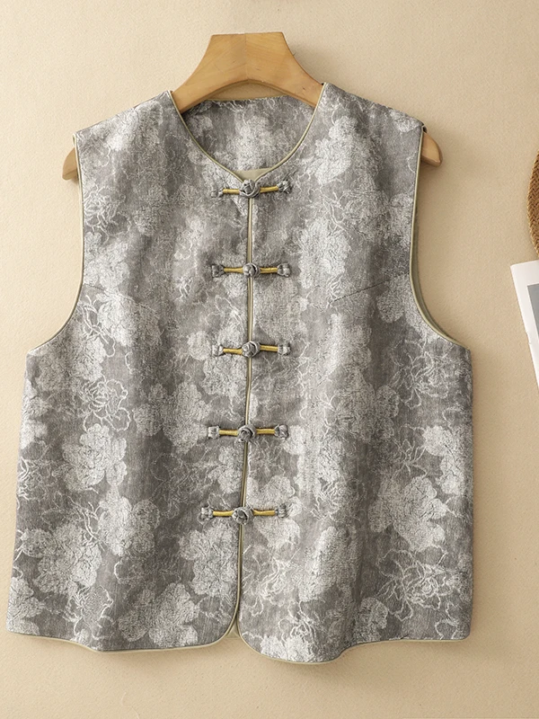 

New Chinese Sle Printed Button Bal Vest Women's Spring Autumn New Retro National Sle Improved Tang Costume oulder ...