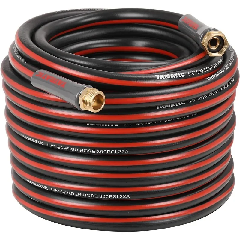 YAMATIC Garden Hose 75 ft,Ultra Durable Water hose, 5/8 inch Regular Hose with Solid Brass Connector for All-weather Outdoor