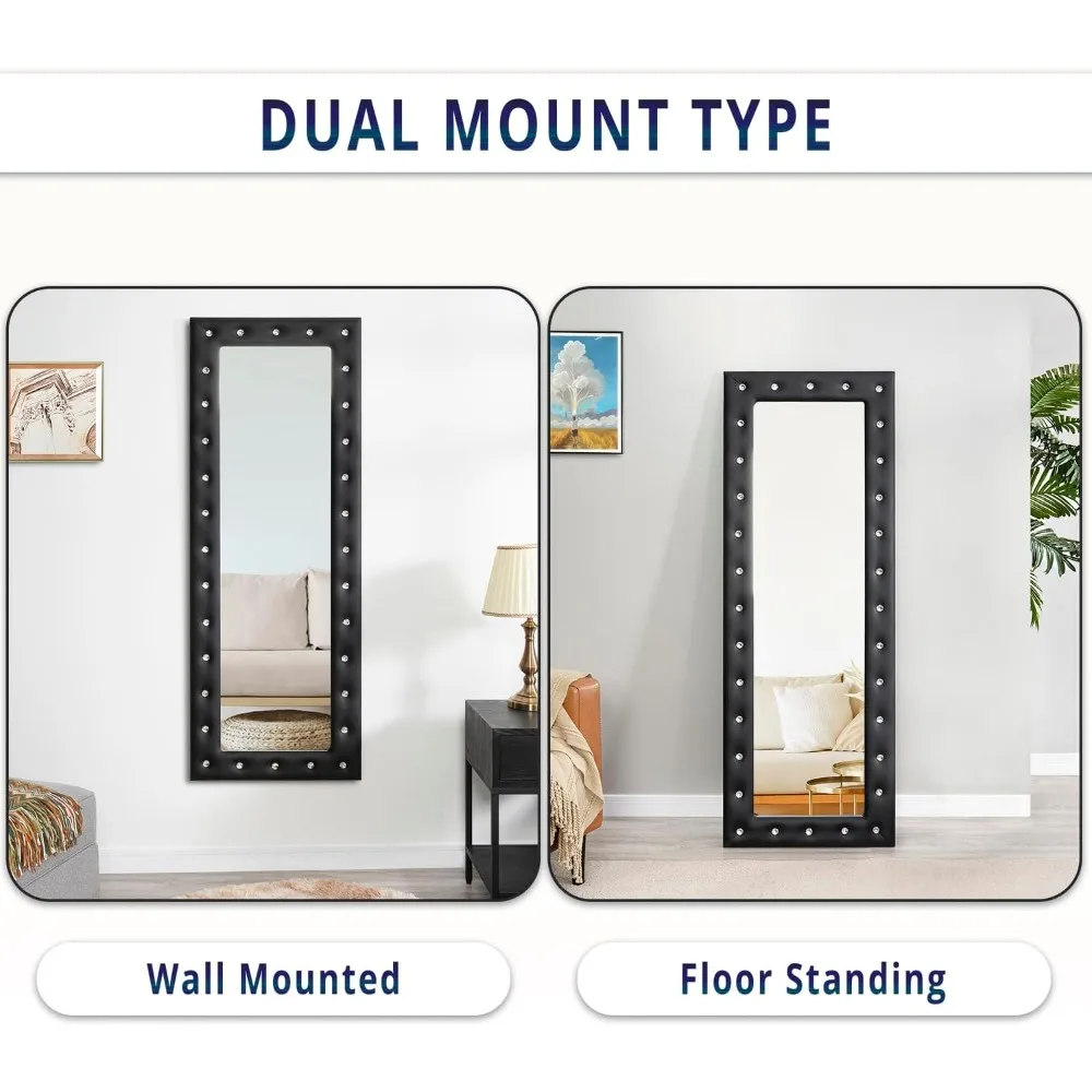 Floor Mirror Full Length, 63"LX22", Standing, Wall with Faux Wood Frame, Versatile Utility, Floor Mirror