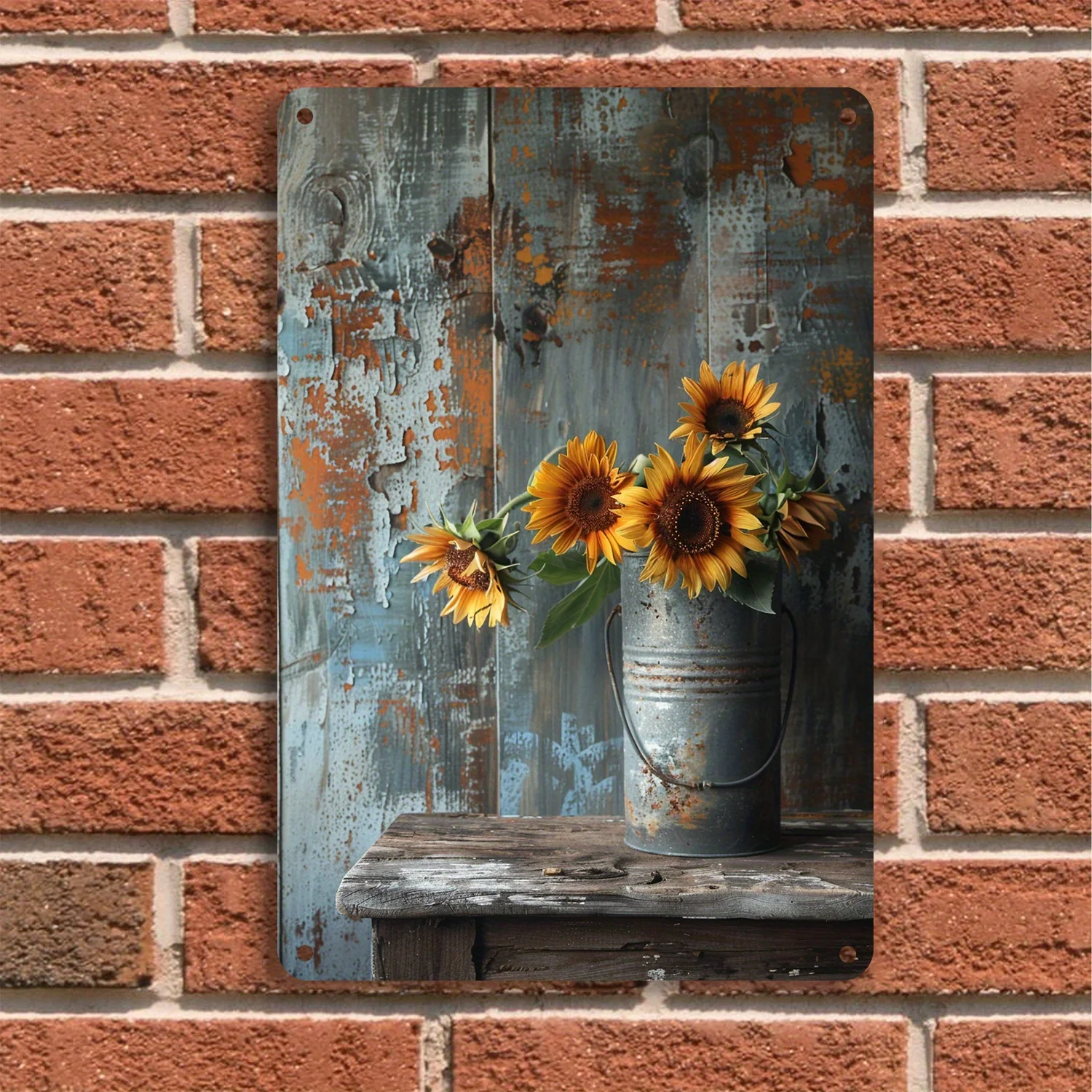 Vintage zonnebloem metalen ijzeren bord rustieke boerderij keuken muur decor koffiebar huis ijzer tuin cadeau decor maat 8x12 inch