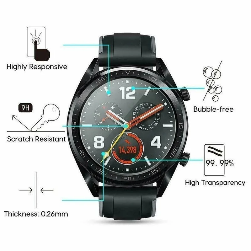 Para huawei relógio gt 2 3 gt2 gt3 pro 46mm gt runner smartwatch protetor de tela de vidro temperado à prova de explosão filme acessórios