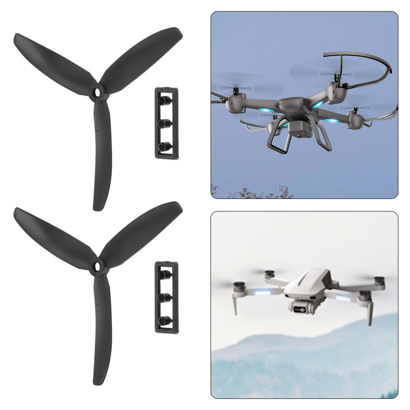 1 คู่ 5030 3-Blades Direct Drive ใบพัด Prop CW/CCW สําหรับเครื่องบินเครื่องบิน RC (สีดํา)