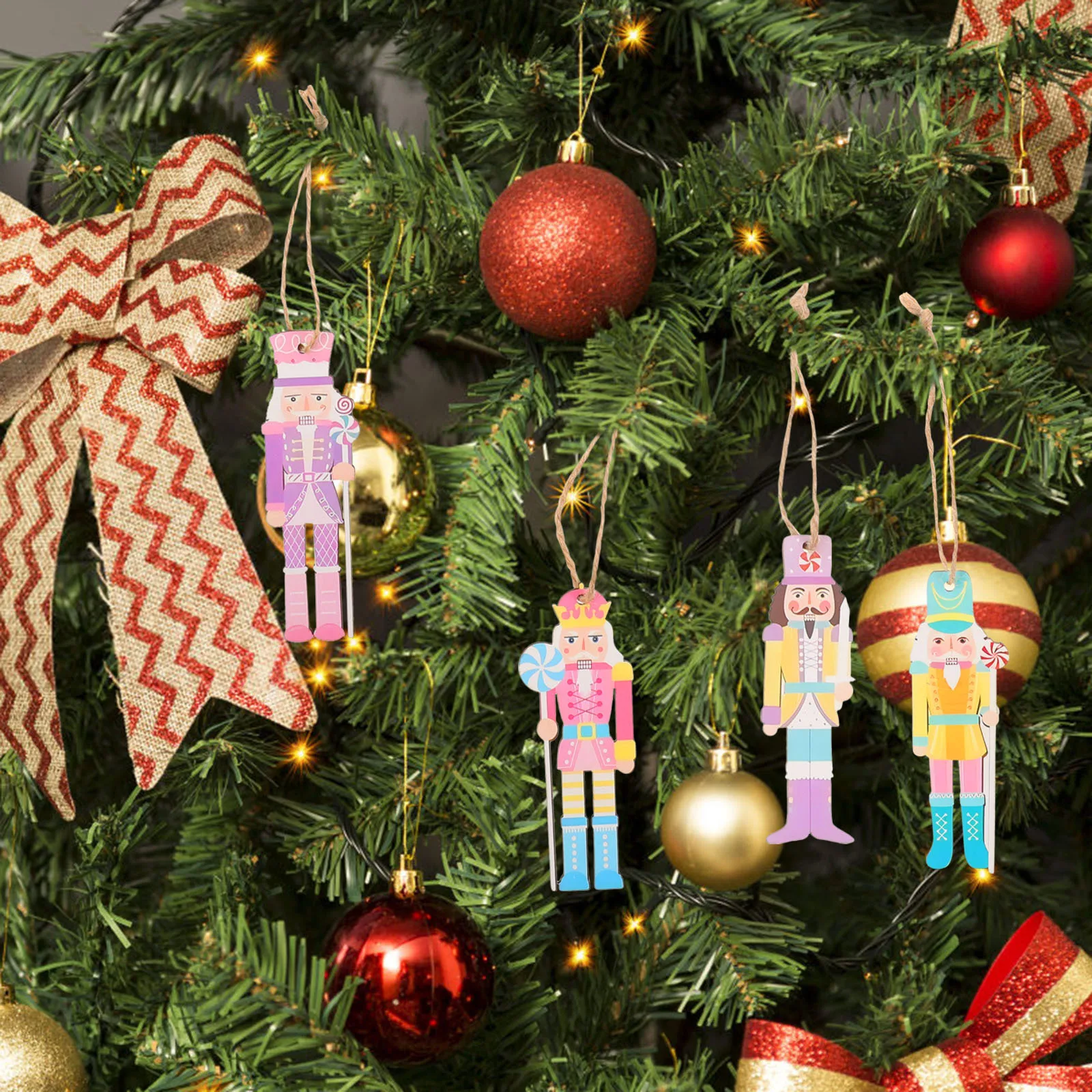 

36Pcs Nutcracker Christmas Ornaments Wooden Hanging Decor for Tree Desk Mantel Festive Mini Display Walnut Soldier Nutcracker