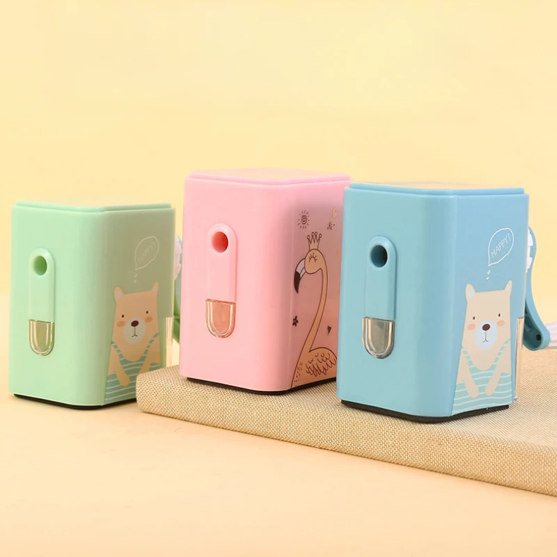 Cartoon Bear Hand-cranked Pencil Sharpener for Elementary School Students Pen Turner Pencil Sharpener Automatic Sharpeners