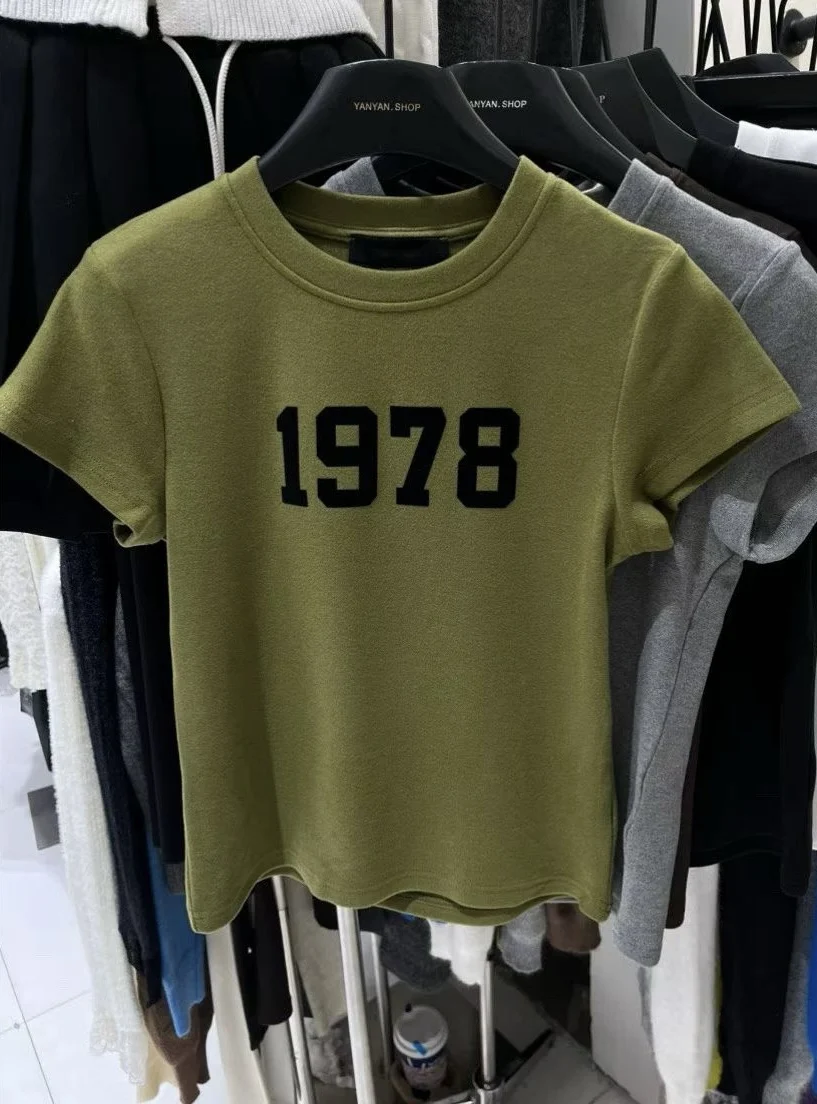 Korean Sle ort Sve Fce ort T-irt Women's Slim Fit Winter New Arrival Comfortable Soft Cotton round Ne Top