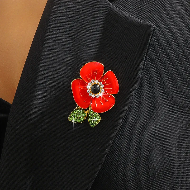 Poppy flower brooch versatile fashion creative enamel drip oil chest flower jewelry brooch wholesale