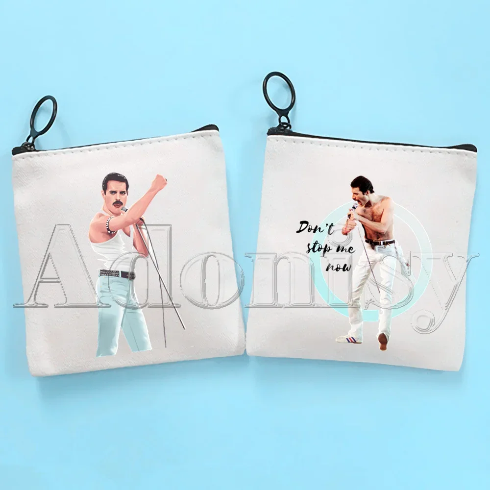 Queen Freddie Mercury Canvas Coin Purse, Collection Canvas Bag, Small Wallet, Zipper Key Bag, Hand Gift