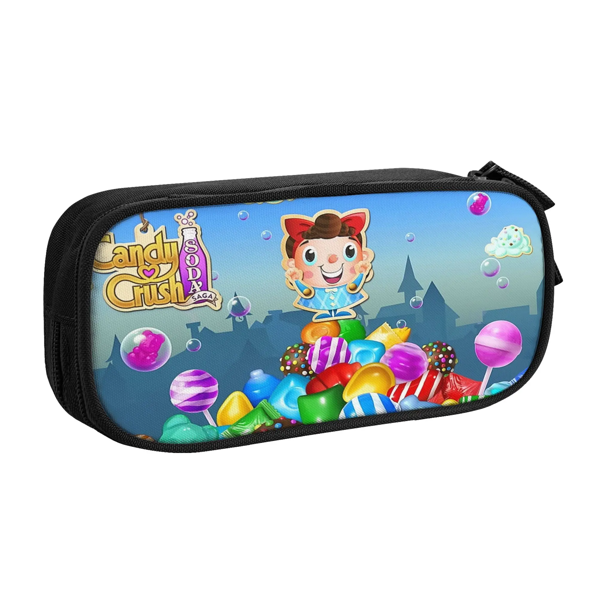 Estojo de lápis Kawaii Video Game Candy Crush Saga para meninos e meninas, caixa de lápis colorida de grande capacidade, artigos de papelaria