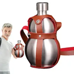 Gourd Water Bottle Steel 1.5L Metal Gourd Water Bottle With Carry Strap Portable Drinking Gourd For Juice Milk Gourd Water