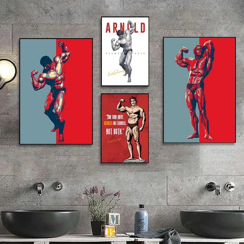 Arnold Schwarzenegger Gym Body Fitness Art Poster and Prints Canvas Painting Wall Art Picture for Living Room Home Decoration