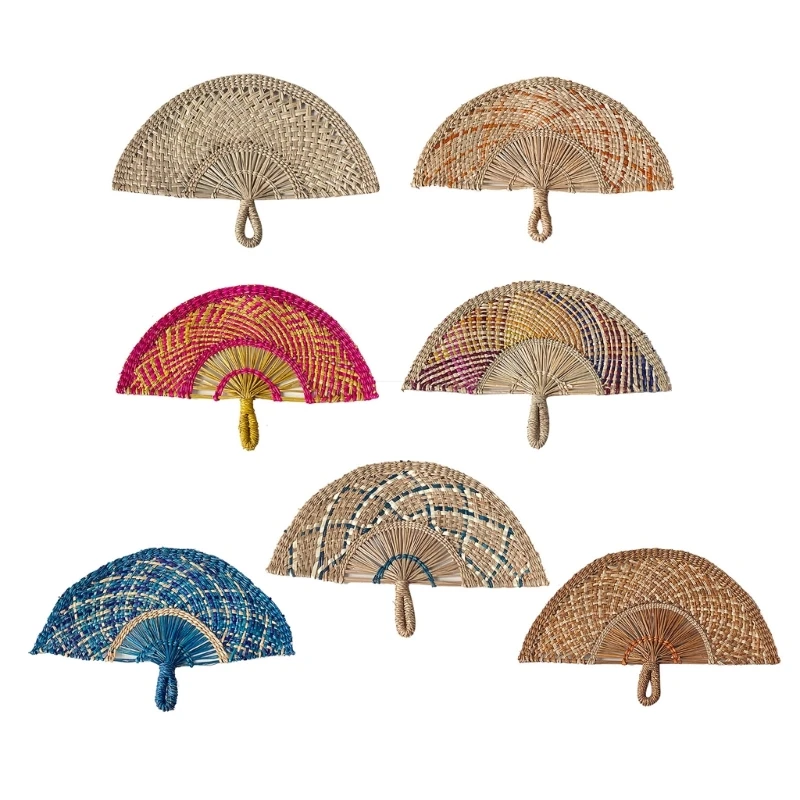 Traditional Handwoven Straw Fan for Wall Art Decorative Fan Summer Party Wedding Camping Summer Decorative Accessory