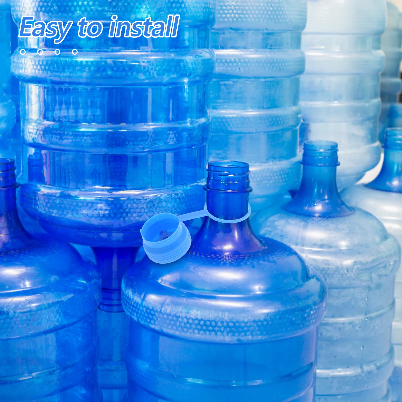

5pcs Water Jug Caps Reusable Silicone Strong Seal Gallon Bucket Lid Easy Clean Non Spill Fits Various Sizes Kitchen Bar