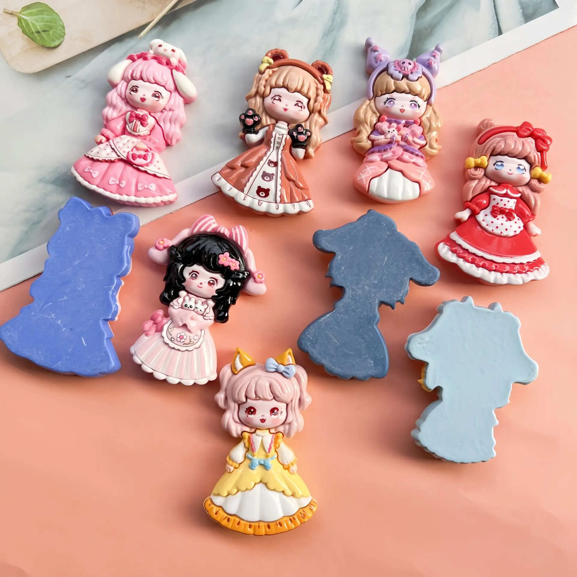 2pcs Large Cartoon Ball Princess Dress cartoon resin flatback cabochon diy crafts materials kid handmade jewelry charms image 4