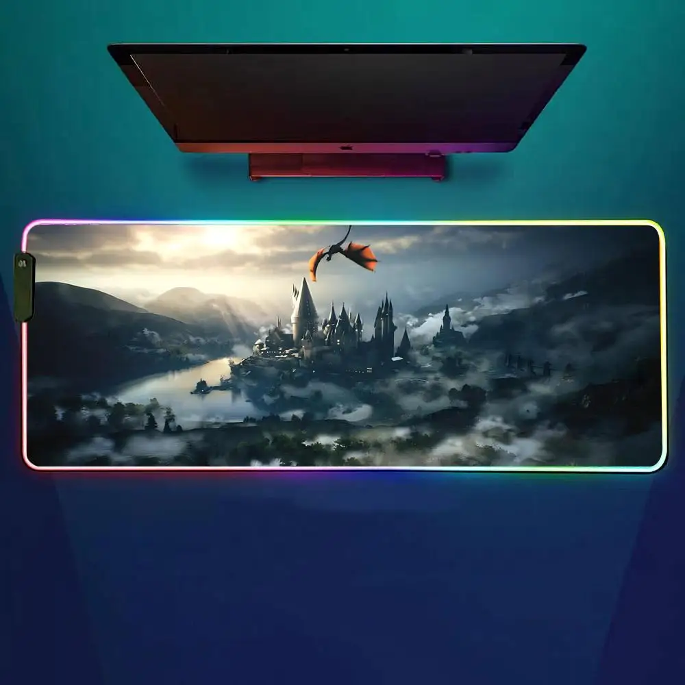 

Фэнтезийные фильмы Гарри Потте Коврик для мыши RGB Игровой коврик для мыши Настольный коврик HD Gamer Большой светодиодный светильник XXL Коврики для мыши