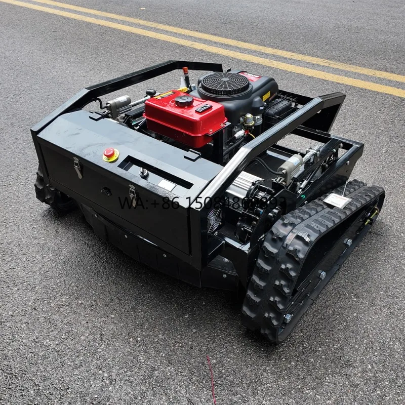 Radio Control Tracked All Terrain Remote Control Robot Lawn Mower with Engine High Productivity Weed Mowing Machine