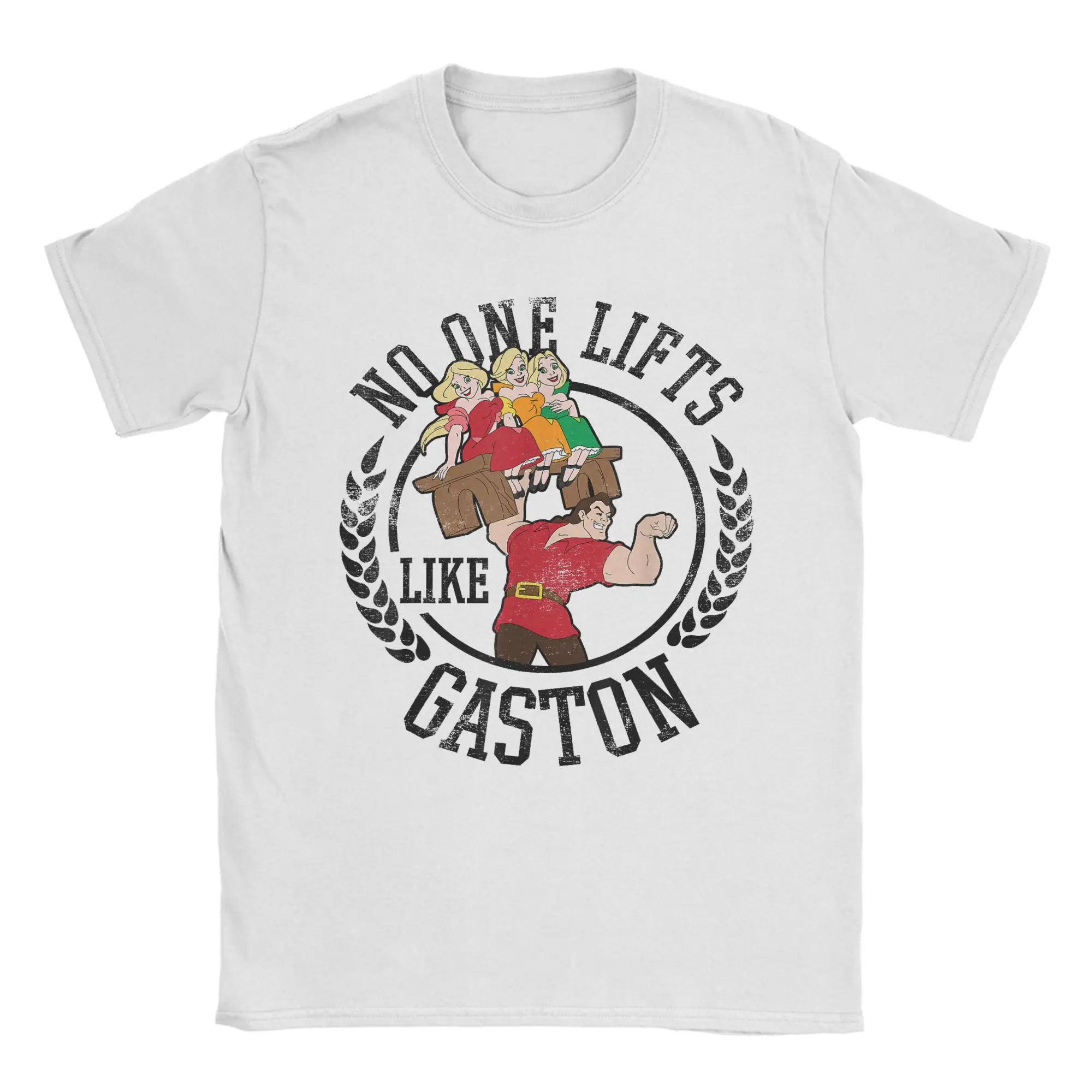 Beauty and the Beast No One Lifts Like Gaston T-Shirts Men Crewneck Cotton T Shirts Cartoon Short Sleeve Tees Summer Clothing