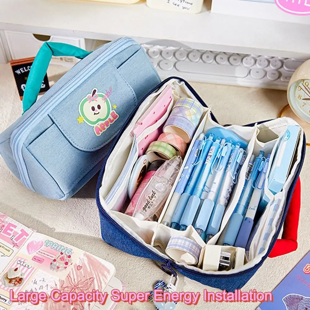

Мультяшный большой вместительный пенал с ручкой, портативная косметичка, сумка для хранения, школьные принадлежности