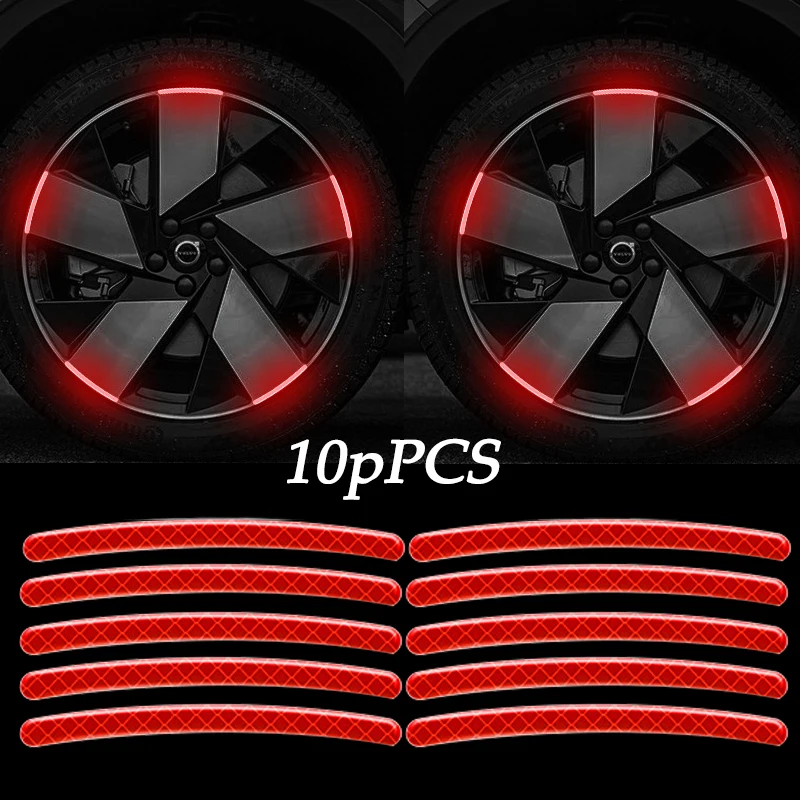 10pcs Car Wheel Hub Reflective Sticker Car Stickers For Renault Koleos Twingo Scenic Megane Fluenec Latitude Clio 1/2/3 Chrysler