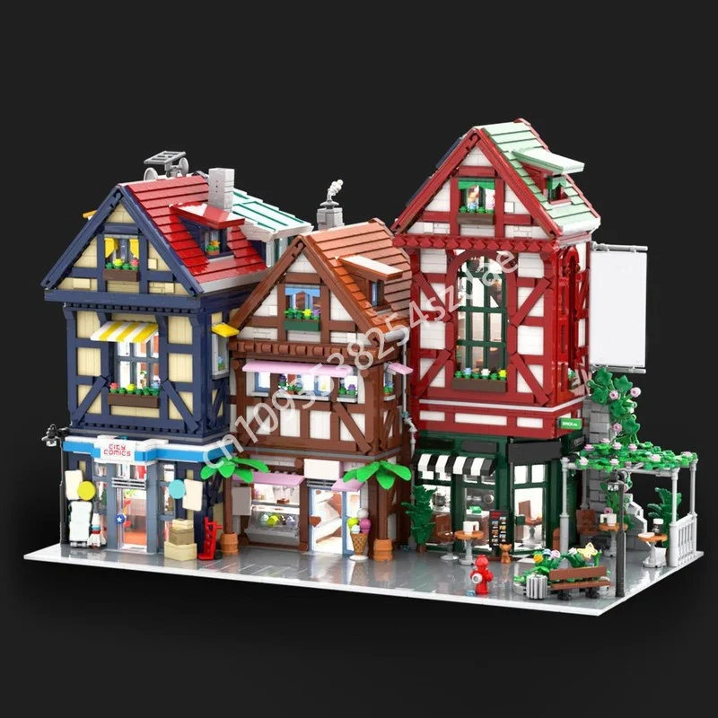 6728 قطعة MOC Terraced نصف Timbered منزل نموذج كوميدي اللبنات البناء لتقوم بها بنفسك التعليم هدايا عيد الميلاد لعبة الطوب للأطفال #1