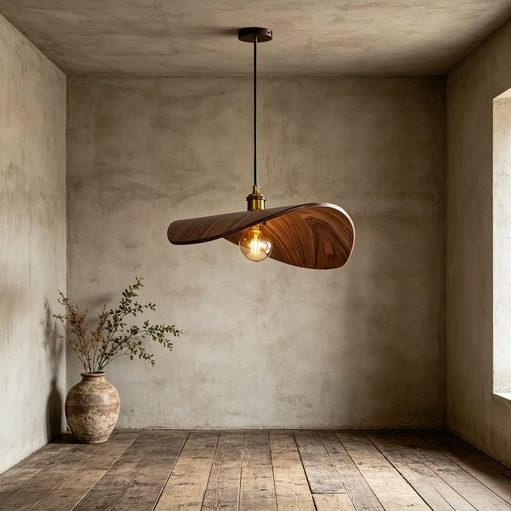 Vintage Holz-Pendelleuchten für Esszimmer Küche Restaurant Bar Hängende Kronleuchter Strohhut-Design Wohndekor Beleuchtungskörper