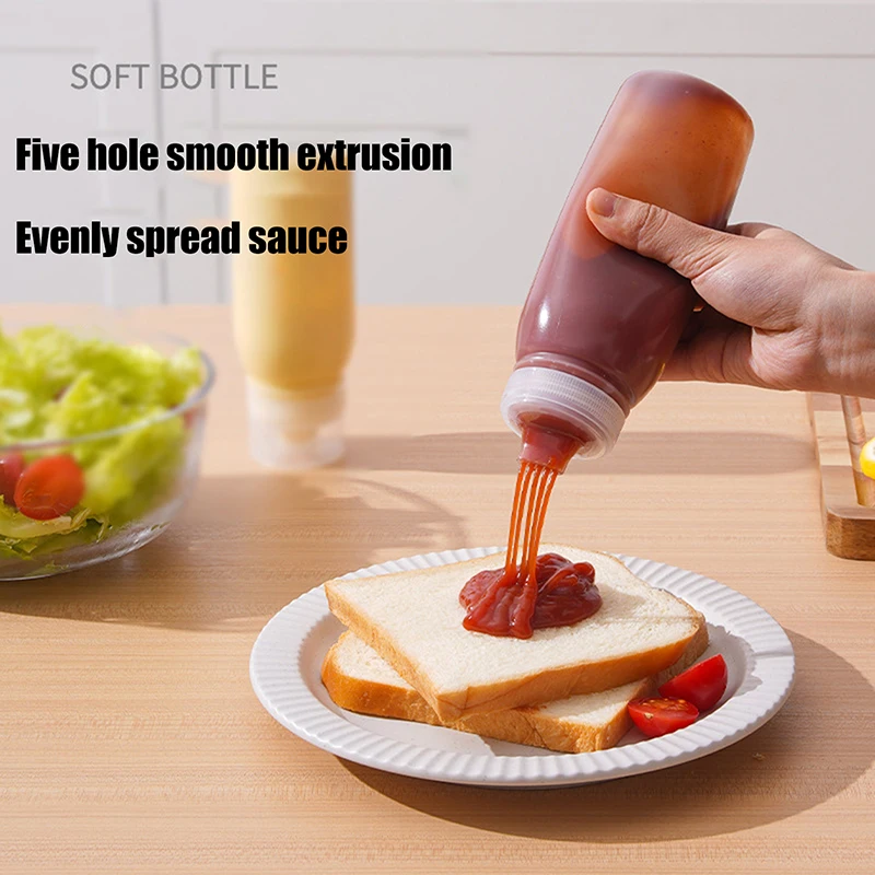 Squeeze Sauce Bottle Durable Leak Proof Refillable Plastic Condiment Container For Salad Ketchup Honey Jam Squeeze Sauce Bottle