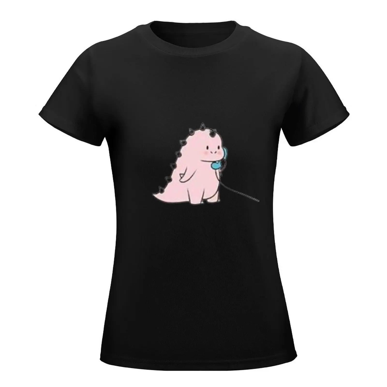 dino boba phone T-Shirt blanks Aesthetic clothing animal prinfor Women's cotton t-shirt