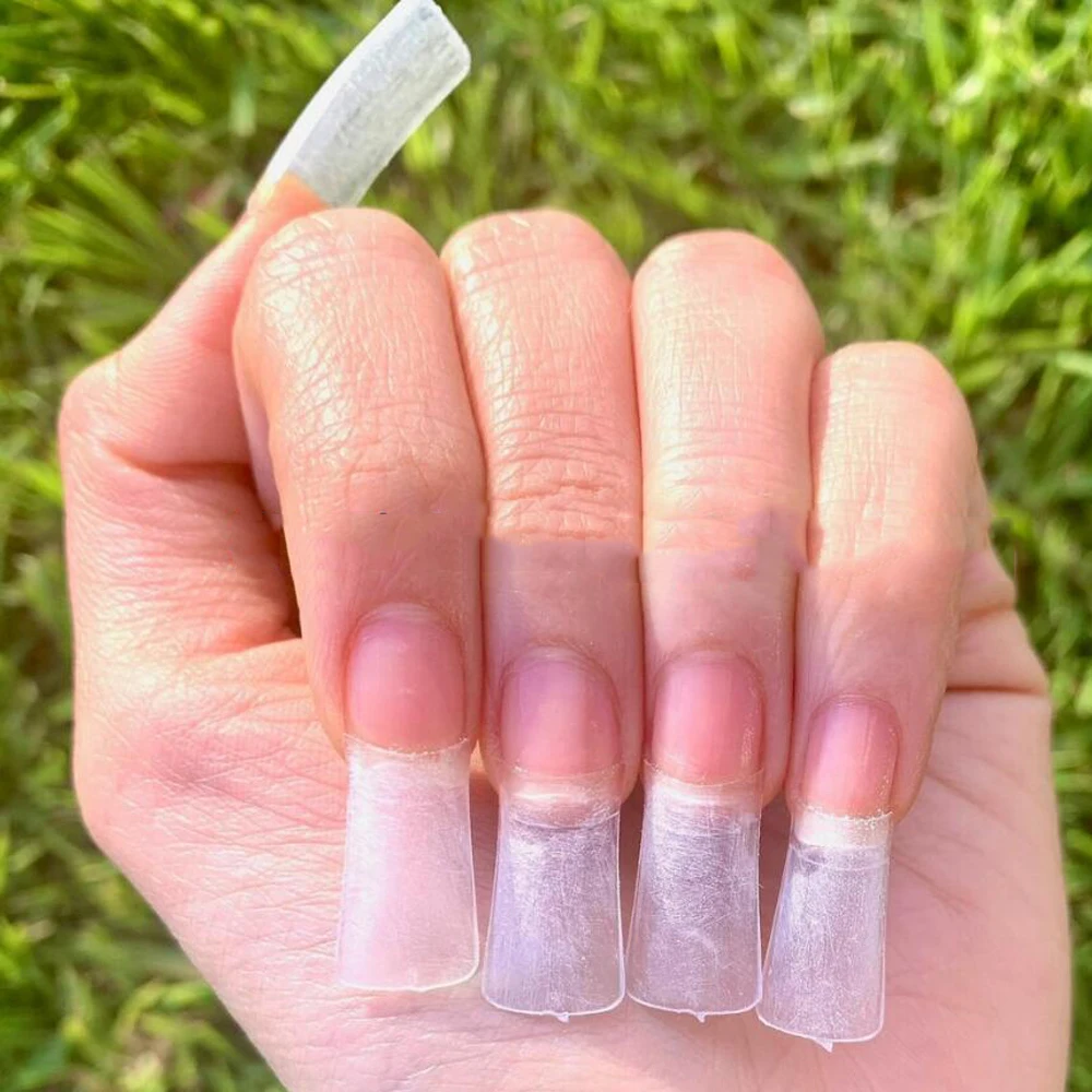 500 قطعة نصف غطاء أظافر أكريليك نصائح واضح/اللون الطبيعي Y2K 10-مقاسات واسعة الفرنسية وهمية الأظافر تمديد لمستلزمات مانيكير